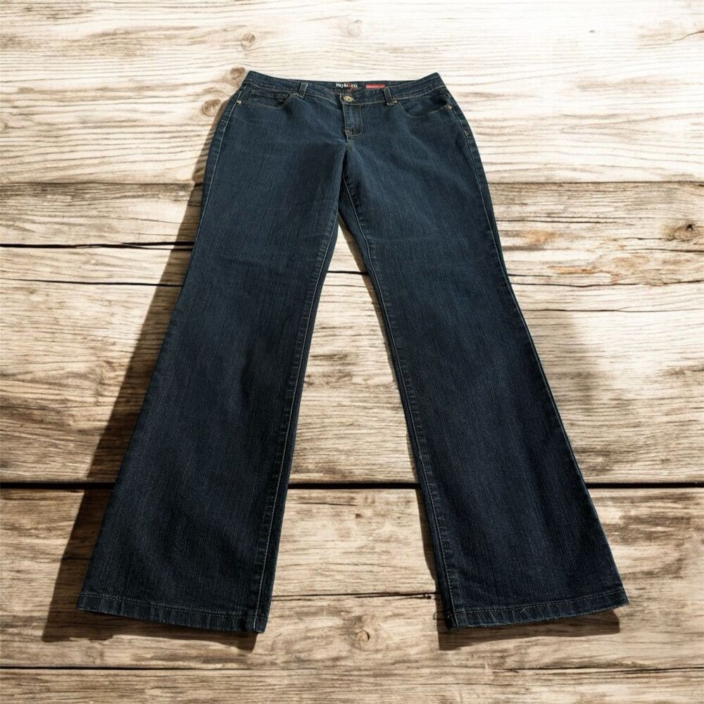 Style&co Womens Dark Wash Denim Curvy Bootleg Jeans Size 10‎
